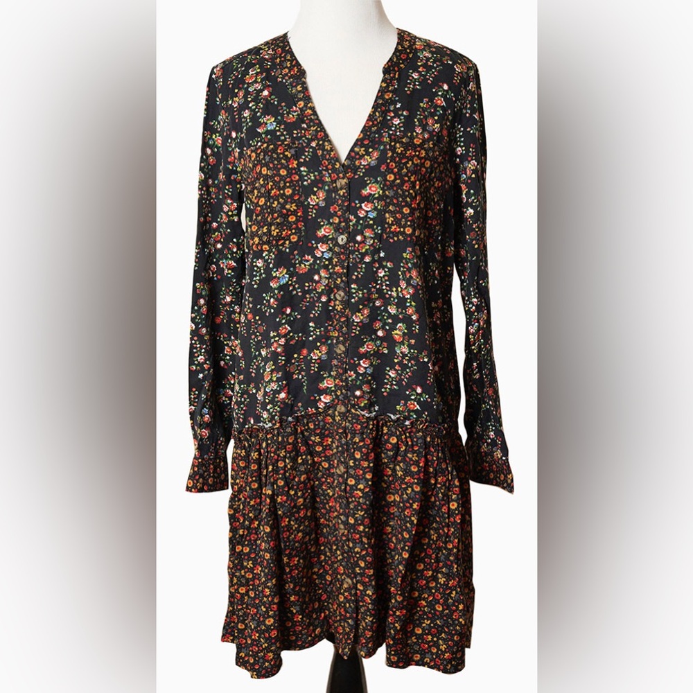 Anthropologie Maeve Marlie Long Sleeve Tunic Floral Dress (4)